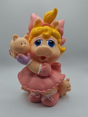 Vintage 1989 Vinyl Piggy Bank Baby Miss Piggy Muppet Babies.